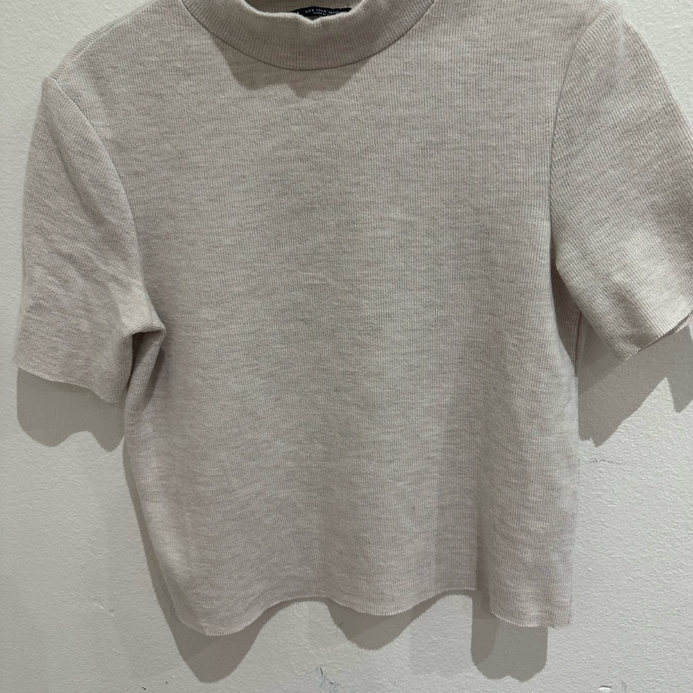 Zara Cream Short Sleeve Top